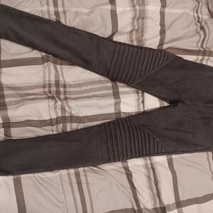 Venti6 Black Moto Style Leggings for Women